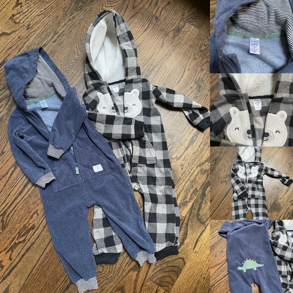 Carters baby boy 24m heavy fleece rompers